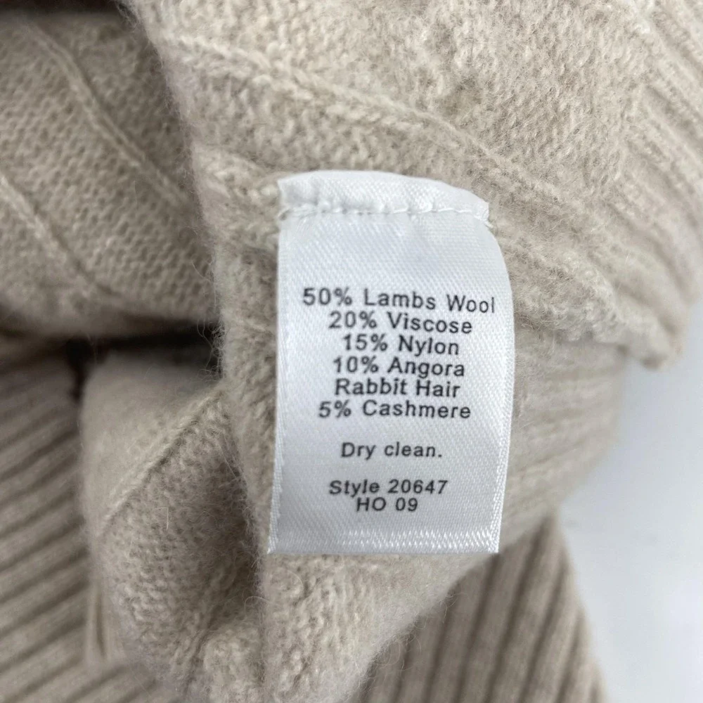 J Crew Sweater Mens XLT Tan Cable Knit 1/4 Zip Lambswool Angora Cashmere‎ Soft